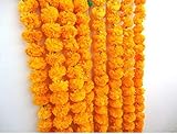 Cuerdas de flores artificiales de caléndula color naranja, telón de fondo de fiesta, decoración de fiesta temática...