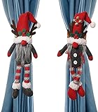 Juego de 2 abrazaderas para cortina de Navidad, diseño de muñeco de Santa Claus sueco con cierre de hebilla para...