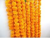 Cuerdas de flores artificiales de caléndula color naranja, telón de fondo de fiesta, decoración de fiesta temática...