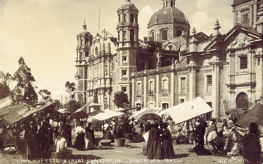Imágen antigua de la primera Basílica de Guadalupe