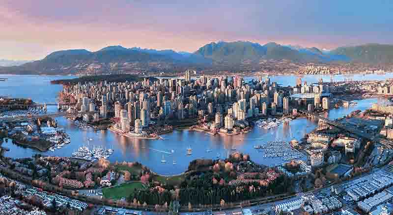 Panorámica de Vancouver Viaje Auroras Boreales en Canadá Yukón