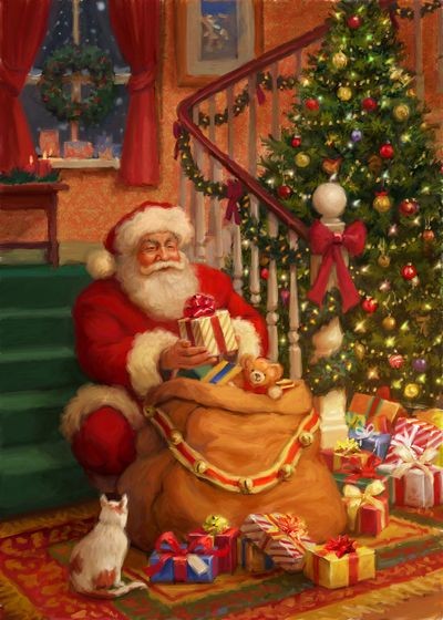 Santa Claus con los regalos.