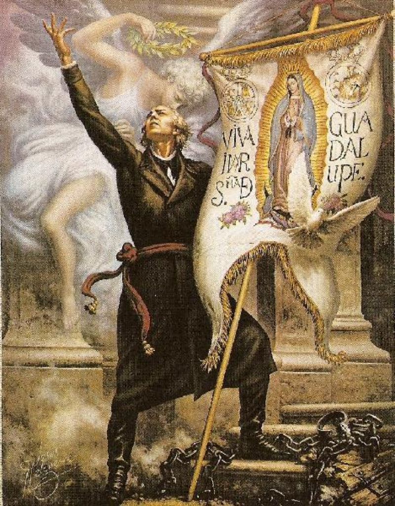 Miguel Hidalgo y su estandarte