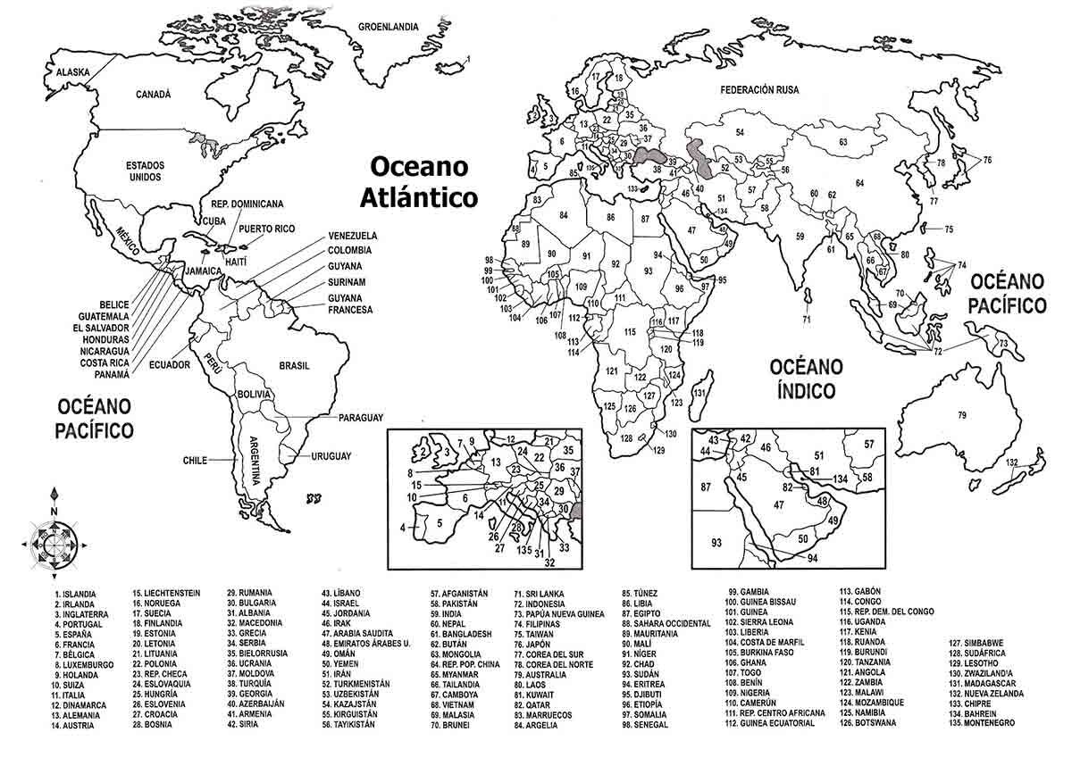 Mapas Mundi Con Nombres Planisferio con nombres y división política: Listo para imprimir