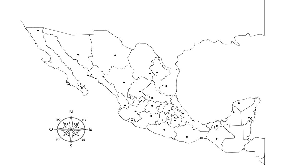 mapa de México república mexicana división política